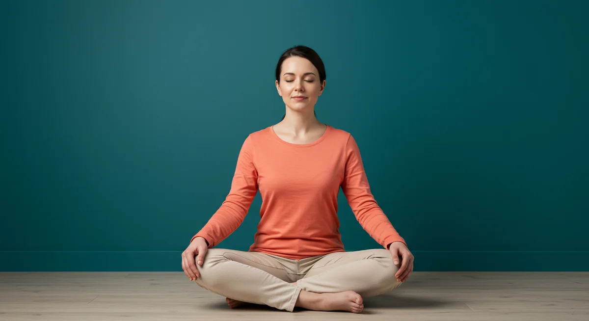 Frau in friedlicher Meditationshaltung beim Autogenen Training