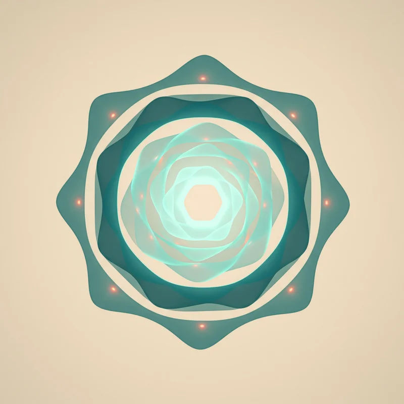 Abstrakte Darstellung des ruhigen, harmonischen Herzrhythmus mit konzentrischen Kreisen in Tealfarben