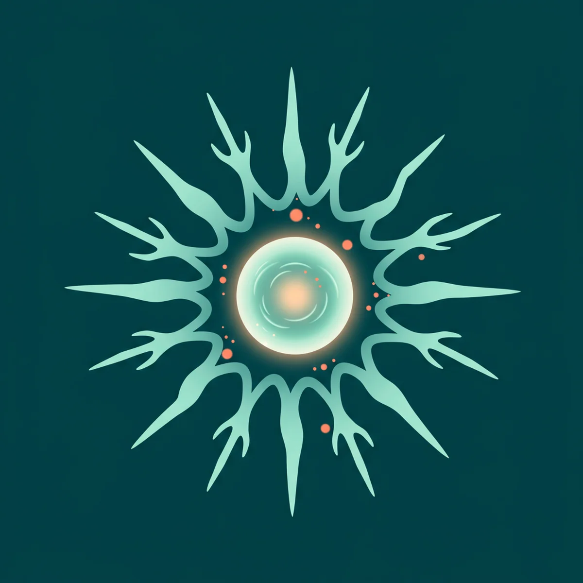 Abstrakte Darstellung des Sonnengeflechts als strahlendes Energiezentrum